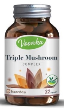 Voonka Triple Mushroom Complex Kapsül ReişiShiitakeMaytake Mantarı lü Süper Karışım
